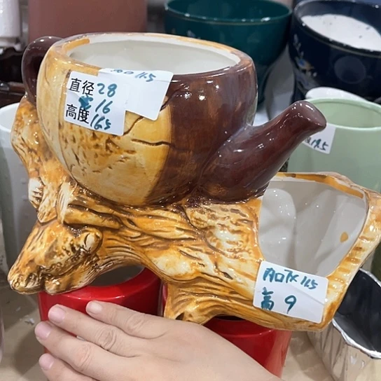 多肉绿植陶瓷花盆9.9包邮，有孔