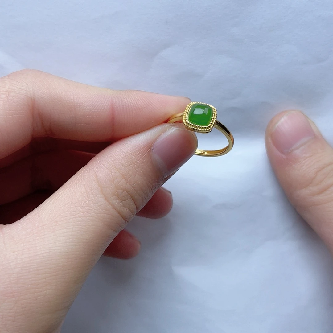 和田玉戒指。k k银S925镶嵌