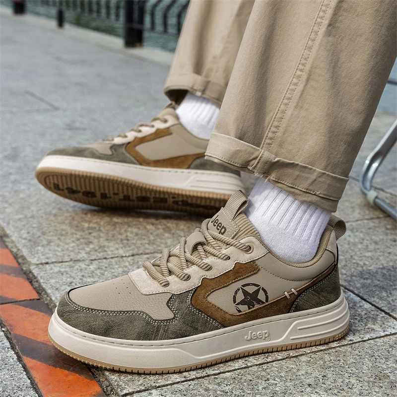 JEEP吉普男鞋夏季透气时尚百搭复古休闲板鞋男士防滑耐磨运动鞋子