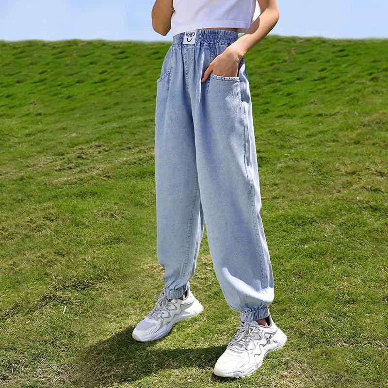 ‘新疆包邮’女童裤子夏季薄款儿童牛仔防蚊裤2025新款洋气中大童