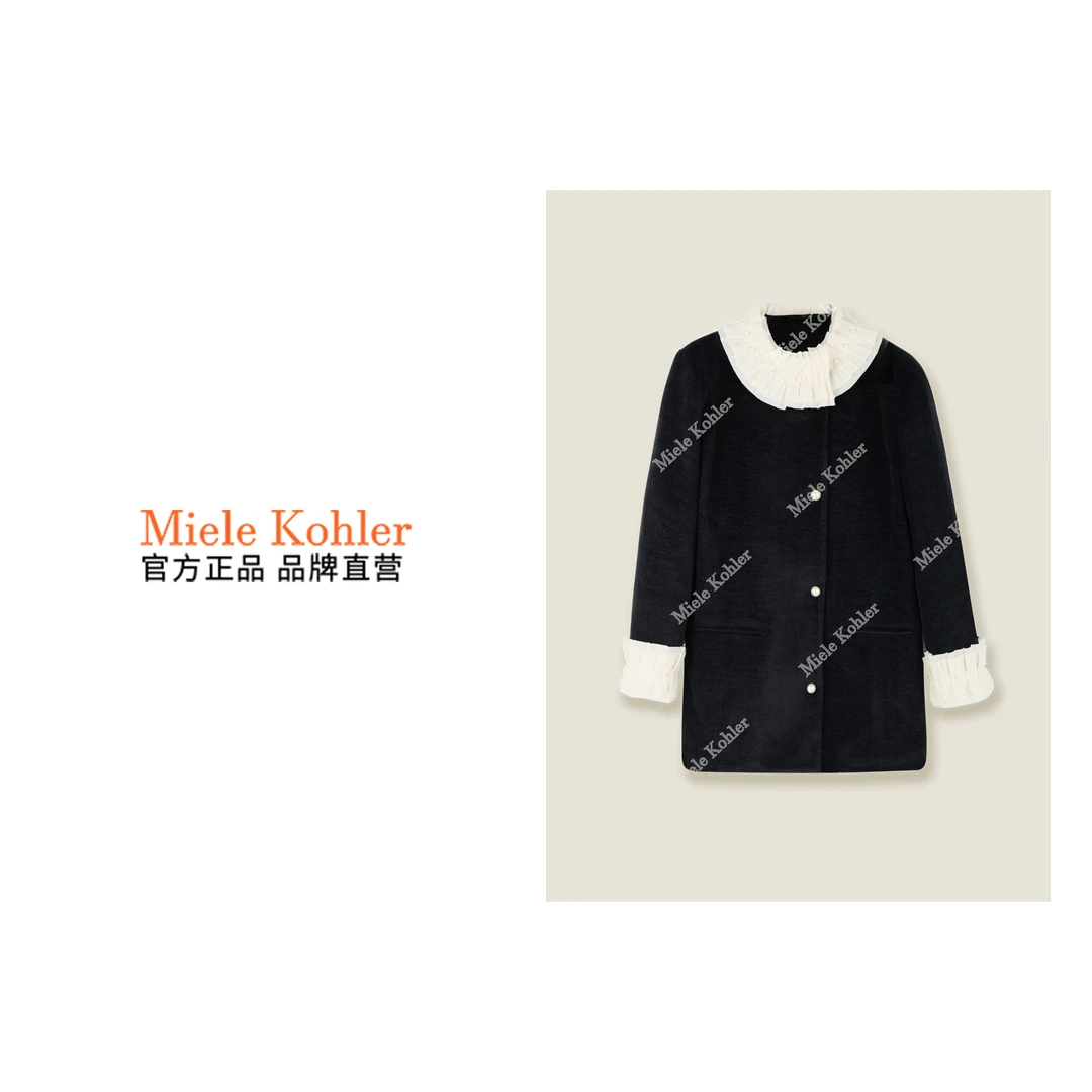 时尚高级感90鹅绒拼接女毛呢羽绒外套MKOMB52144【澳门小源同款】