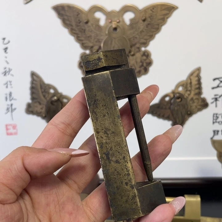 极***蓝精品五福临门铜锁