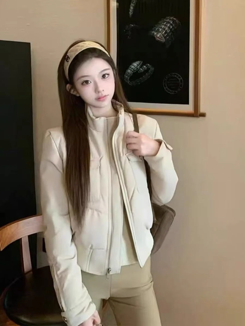 2025新款 Bigking大金家 短款立领90棉服女冬收腰飞行员夹克外套