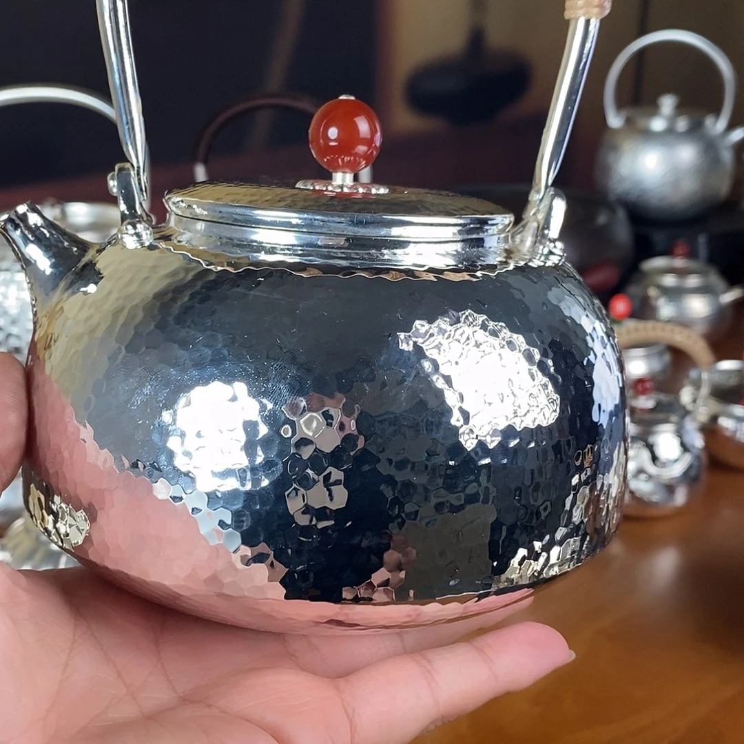 兔***哥手工制作茶杯茶壶铜低喝茶银衣壶