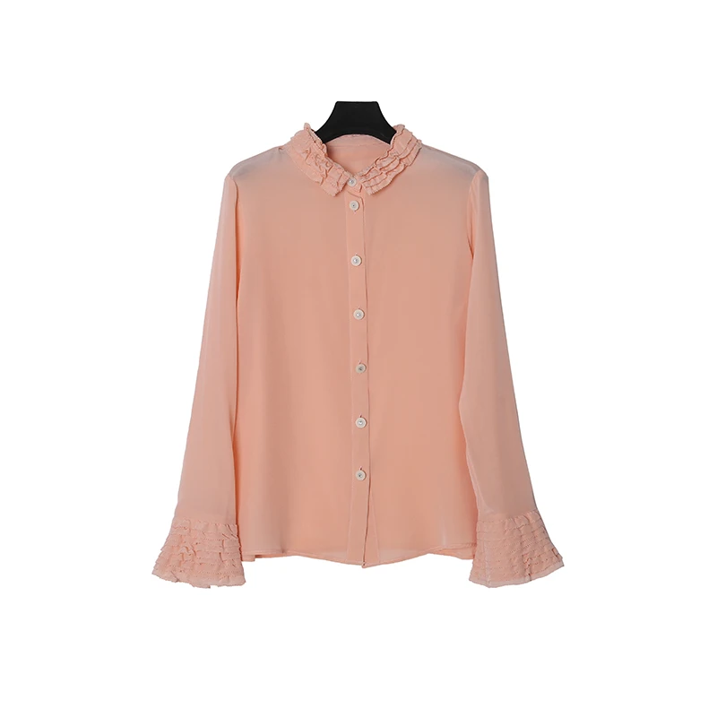 CELLENDI复古优雅层次荷叶边衬衫气质衬衣长袖小众慵懒风女士