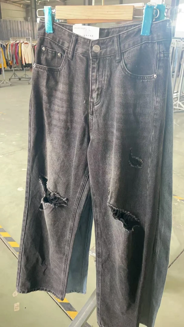 4（301-400）【直播间内下单】高腰翻边常规女长裤直筒裤牛仔裤