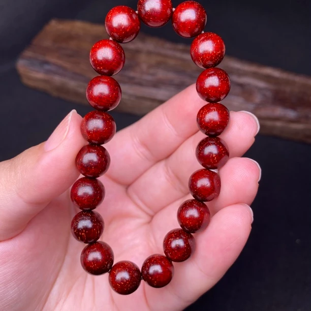 原汁原味 1.0cm 19粒 龙鳞底 满星 泥料 印度小叶紫檀