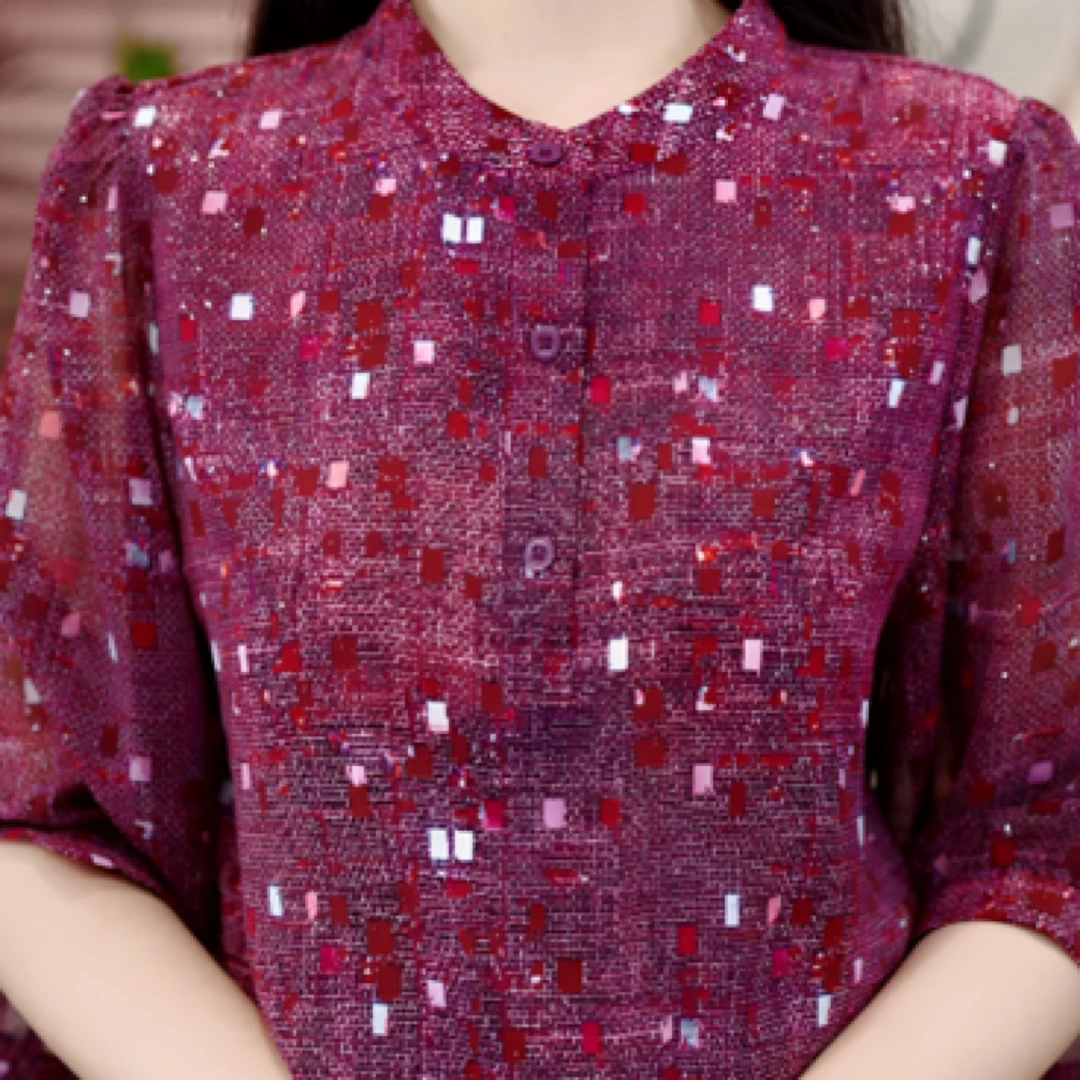 669-新款优雅气质高贵感红紫乱朱定制小衫