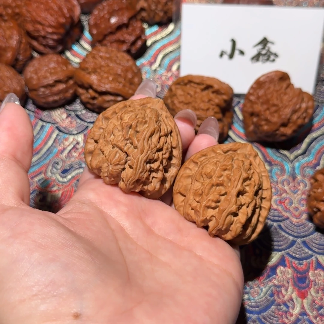 核桃把件1415号42延庆三角白文玩核桃