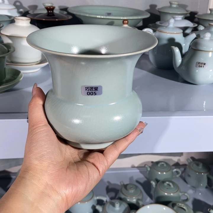 瓷片微瑕全手工茶渣缸