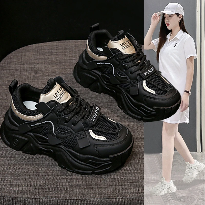 厚底老爹鞋女款2025新款春季白色软底百搭轻便女鞋小白鞋运动鞋子