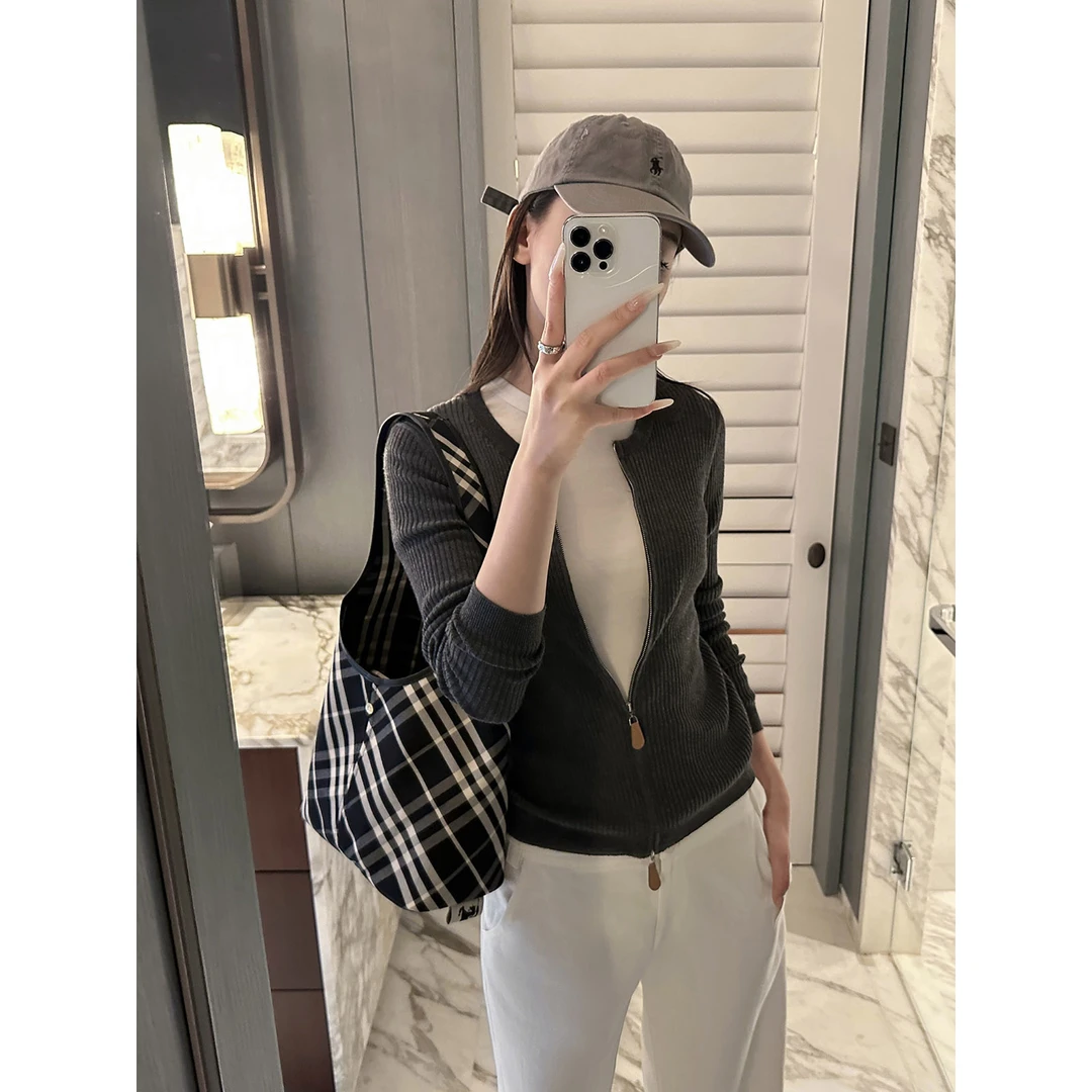真心舒服！巨推荐！拉链针织衫女外穿修身显瘦毛衣开衫外套V领上衣