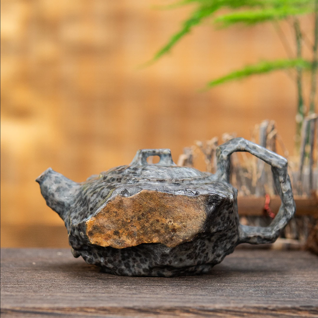 【拙璞系列3】手凿皮色随形壶纯手工雕刻泡茶壶天然冰碛岩高端茶具