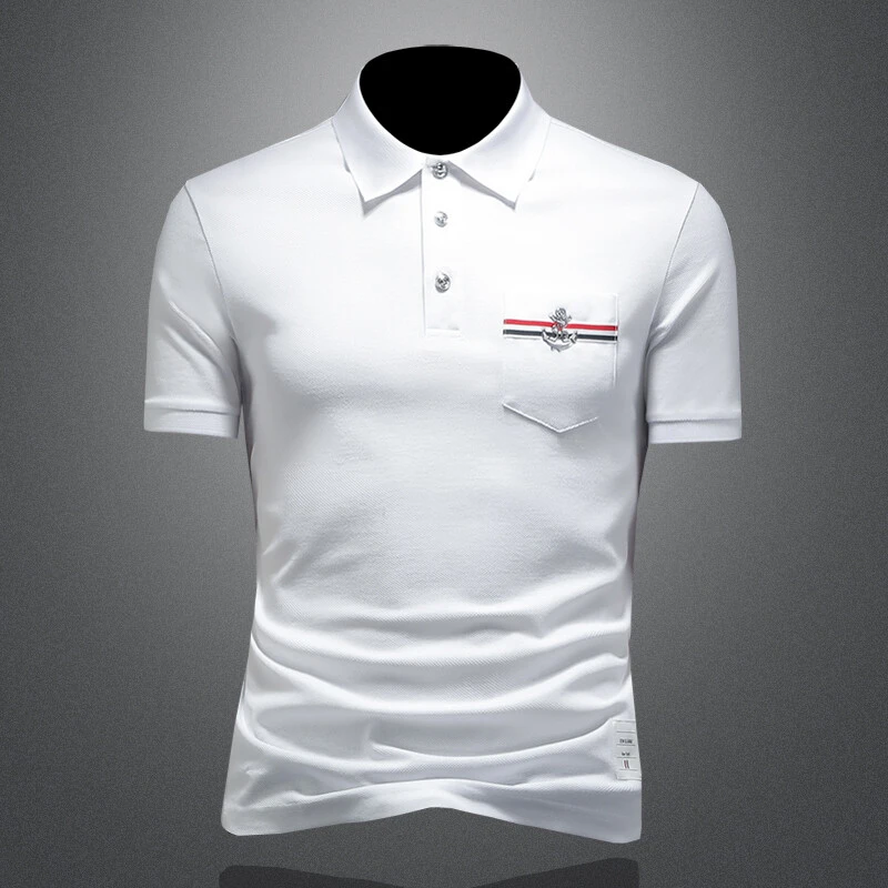 DRNL夏季新款短袖POLO衫男士大码翻领t恤商务休闲潮流百搭高级感