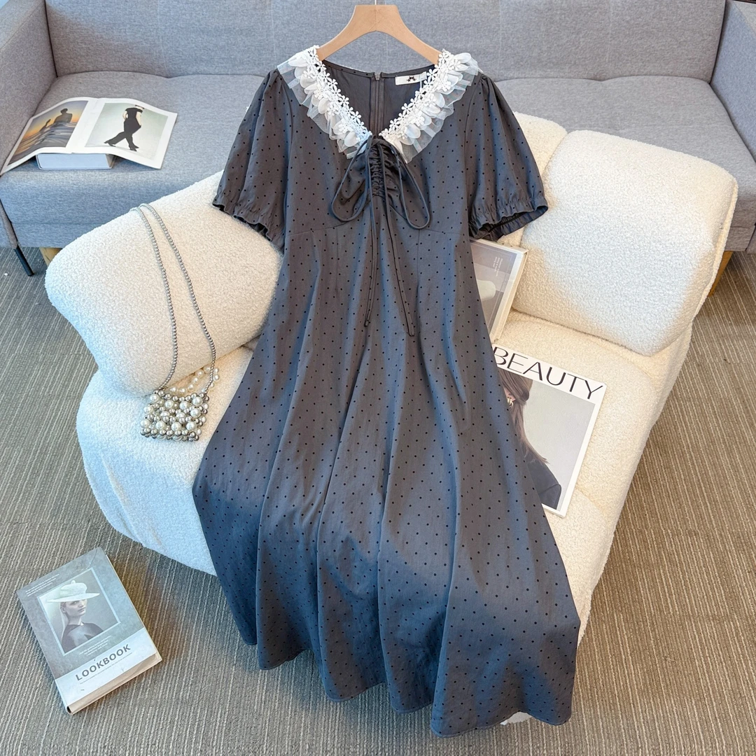 连衣裙女夏季轻奢高级感大码女装2025新款200斤胖mm遮肚显瘦裙子