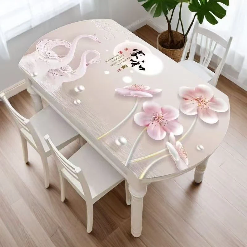 椭圆形餐桌布防水防油桌桌长条家用耐高温高档抗菌实木桌面垫子