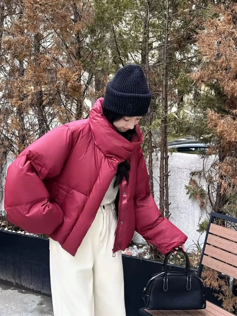 泡芙蓬松感韩版加厚面包服立领羽绒服外套