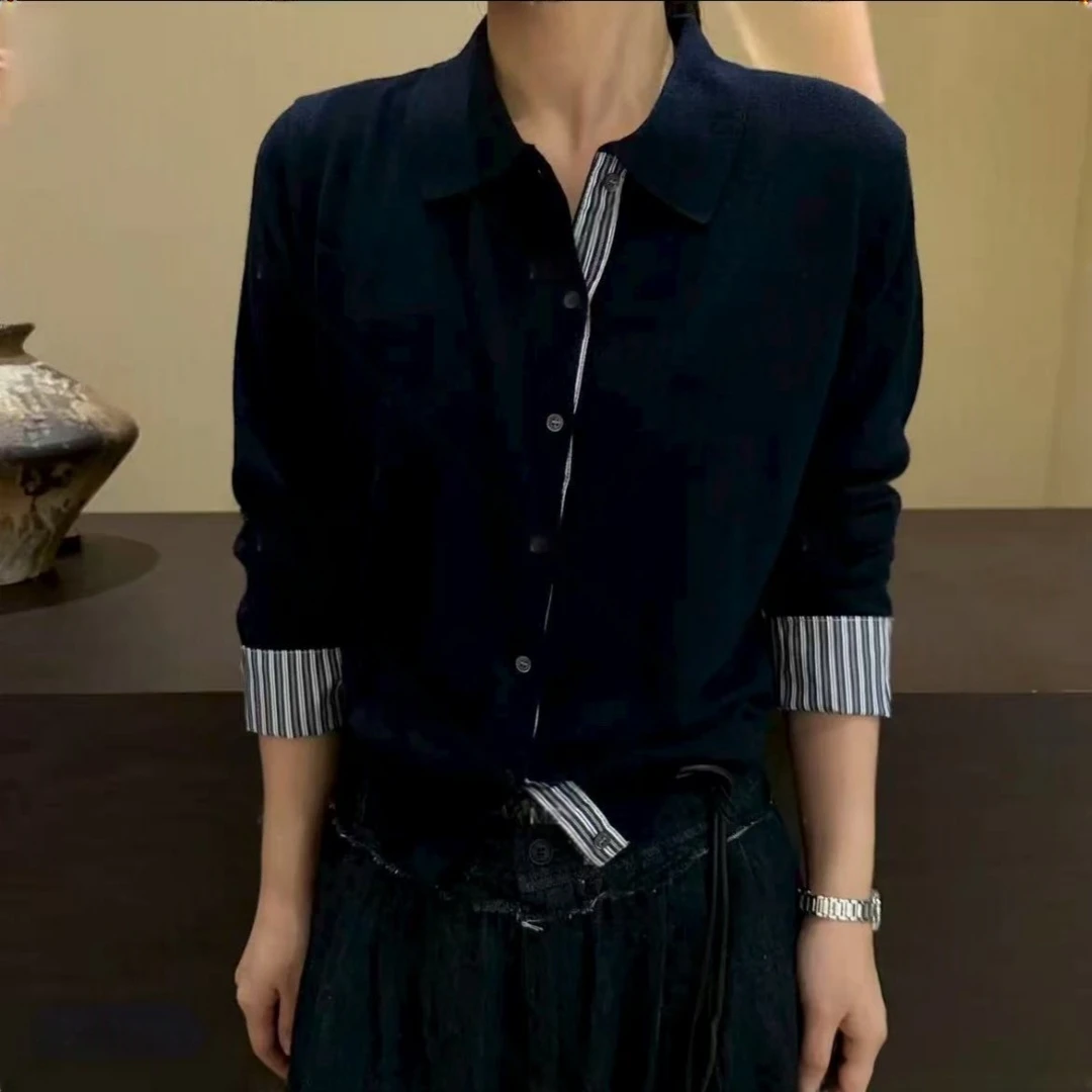 【运补6-8】“叠穿美学”格子开衫水溶羊毛设计师款针织衫长袖女3329