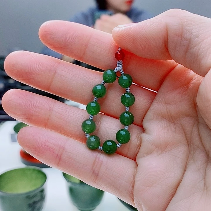 六***哥和田玉（碧玉）未镶嵌手机链