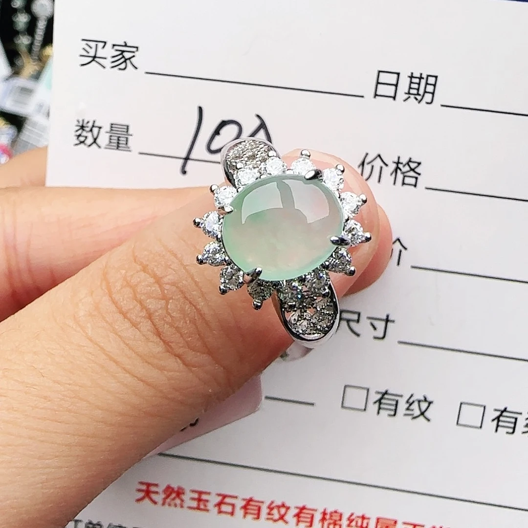 银S925镶嵌戒指翡翠戒指