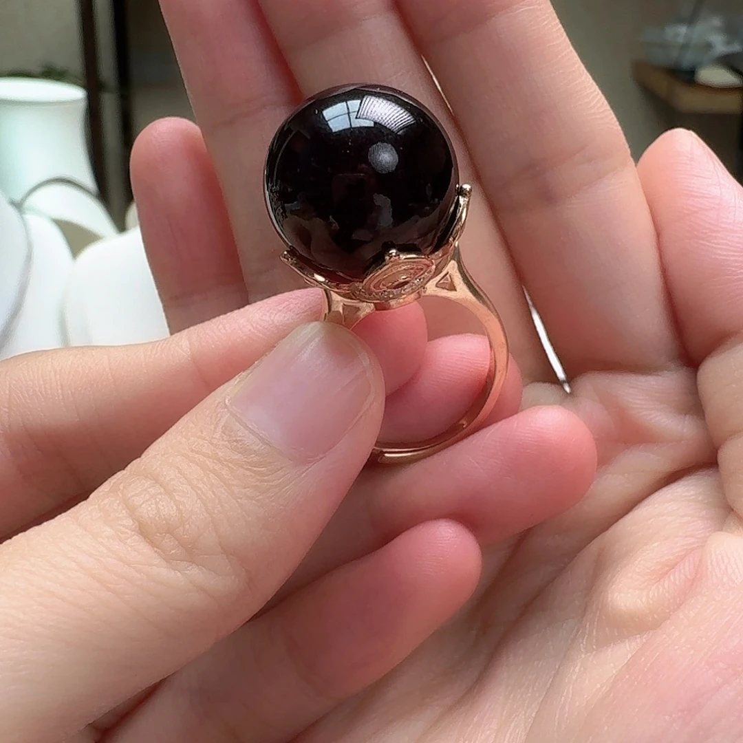 琥珀未镶嵌耳饰戒指