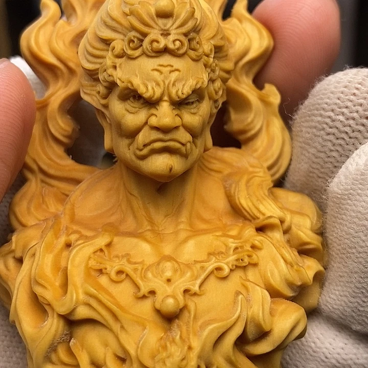 木黄杨木不动明王摆件