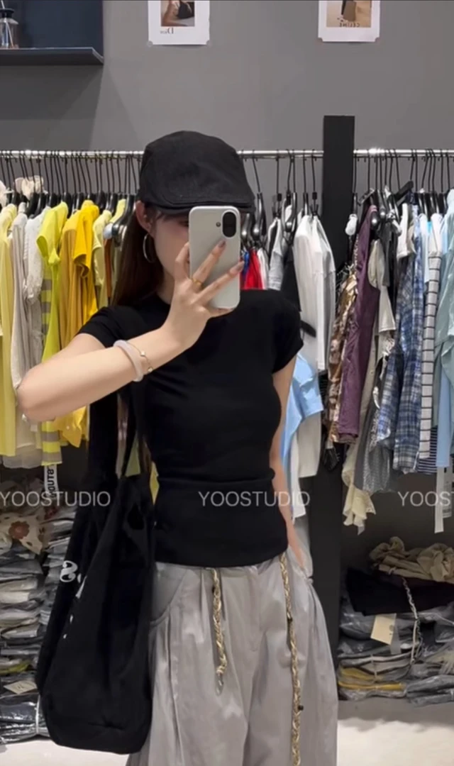 Coriander香菜 夏季辣妹圆领T恤685106