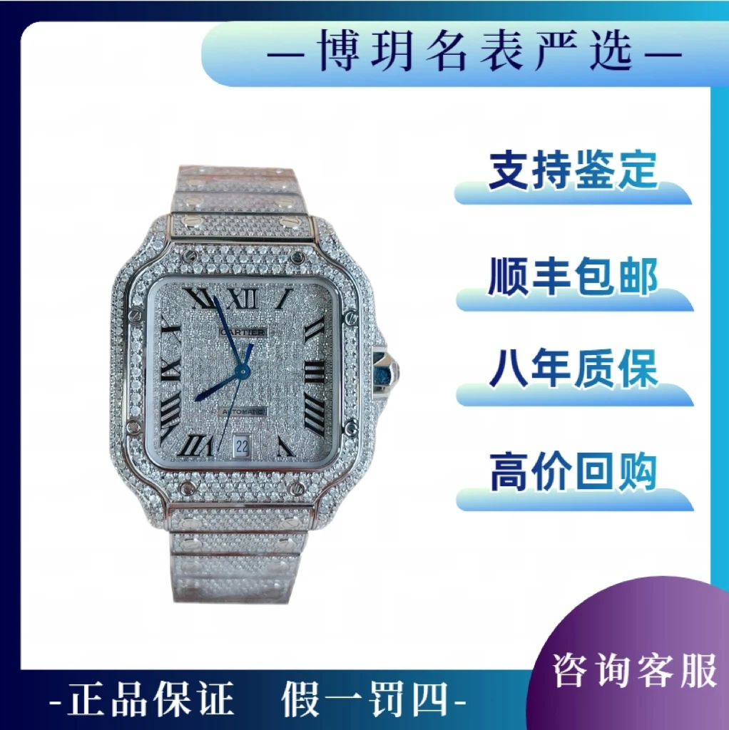99新 Cartier/卡地亚 山度士系列大号WSSA0009男款通体满天星后钻