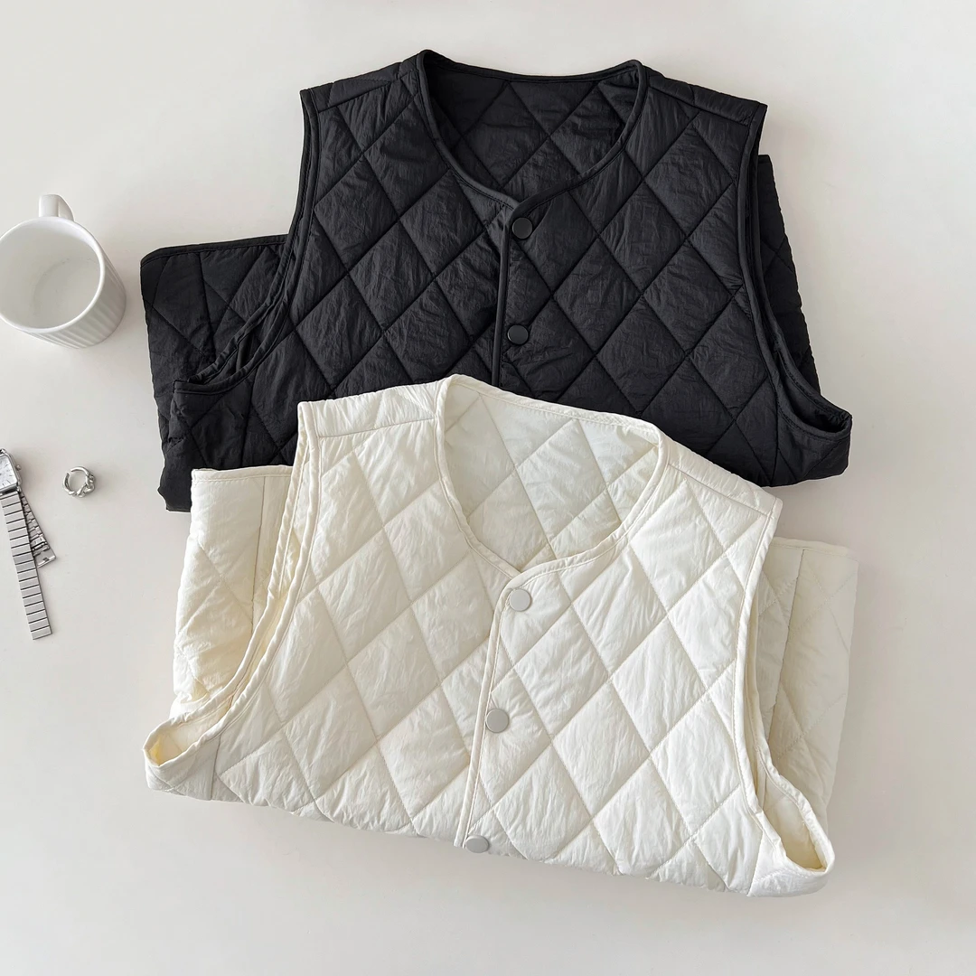 新款气质休闲韩版简约菱形格马甲F9102