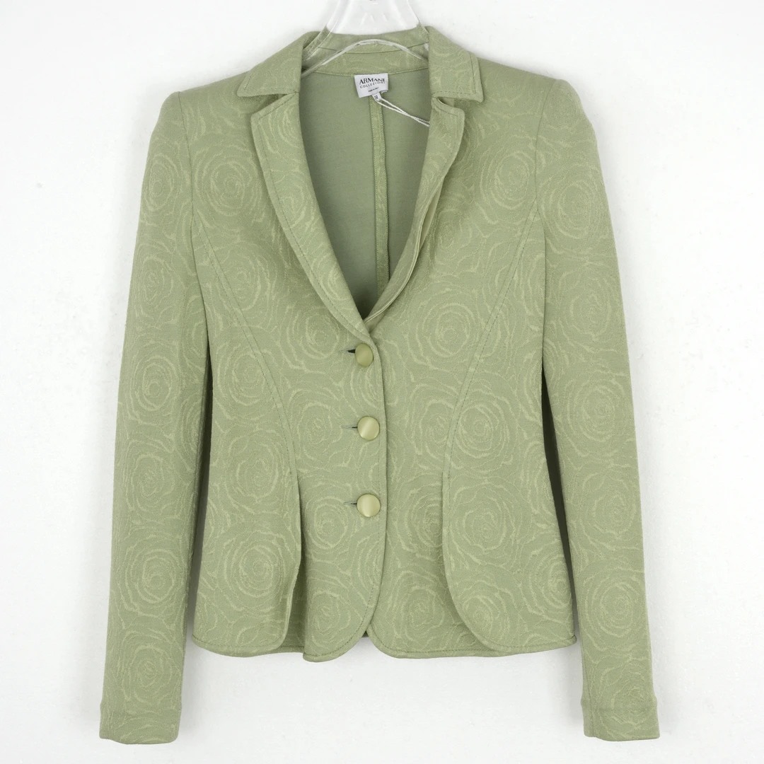 ARMANI COLLEZIONI 浅绿色玫瑰提花女士西装外套JMG53J JMFXJ