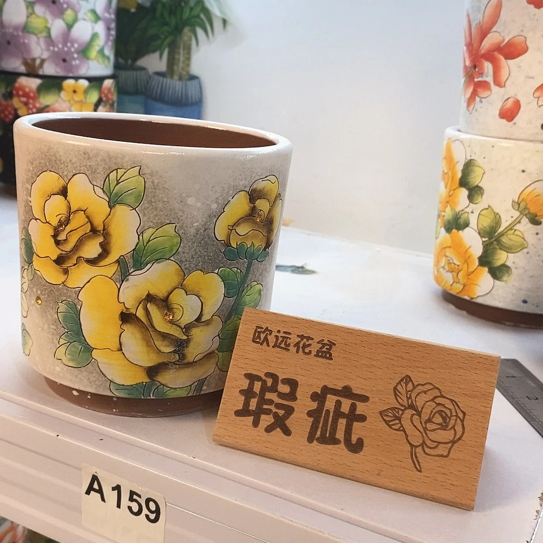 花盆紫砂红陶手绘花盆