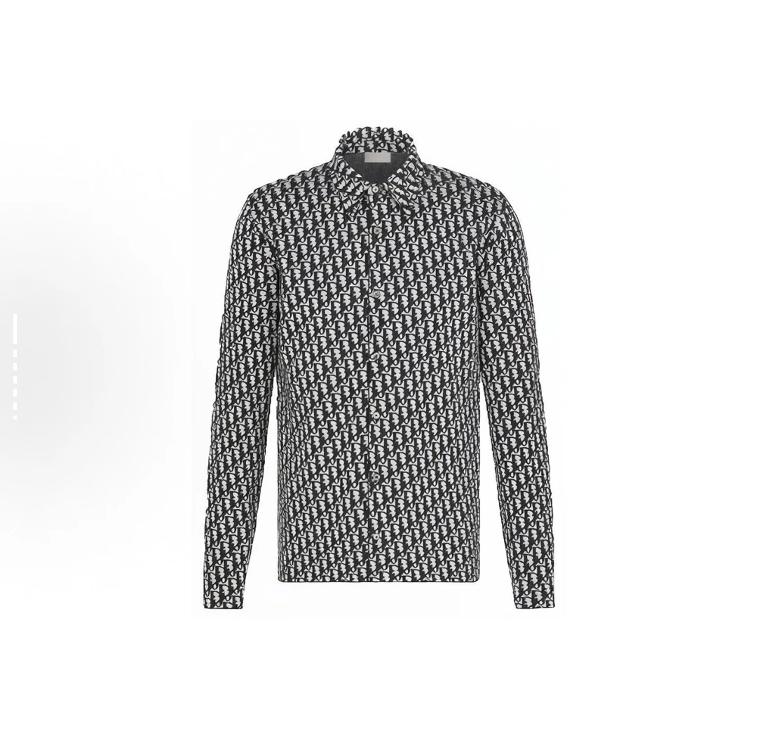 99新 DIOR/迪奥 棉质Logo满印花经典长袖衬衫/尺码XXL/编号7629