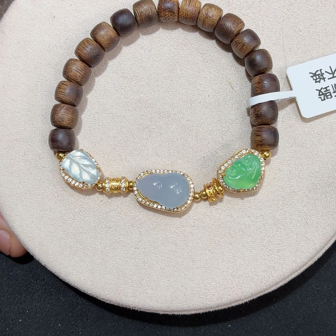 翡翠银S925镶嵌手串