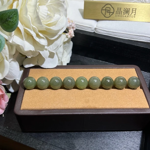 【晶澜月】Z305天然和田玉通孔单珠 11-12mm 多样性发其一