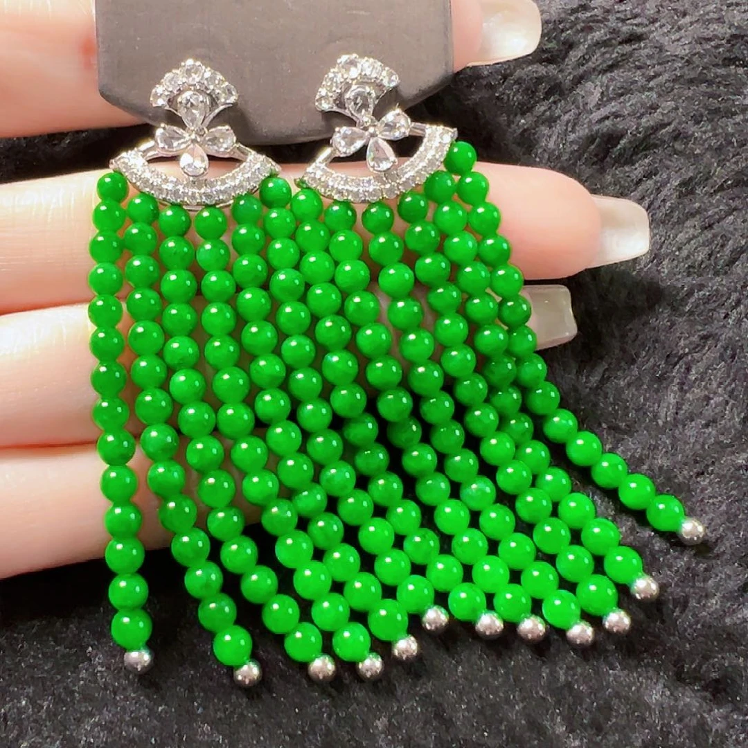 翡翠18K金镶嵌耳饰签收后24小时鉴赏期，过时不退