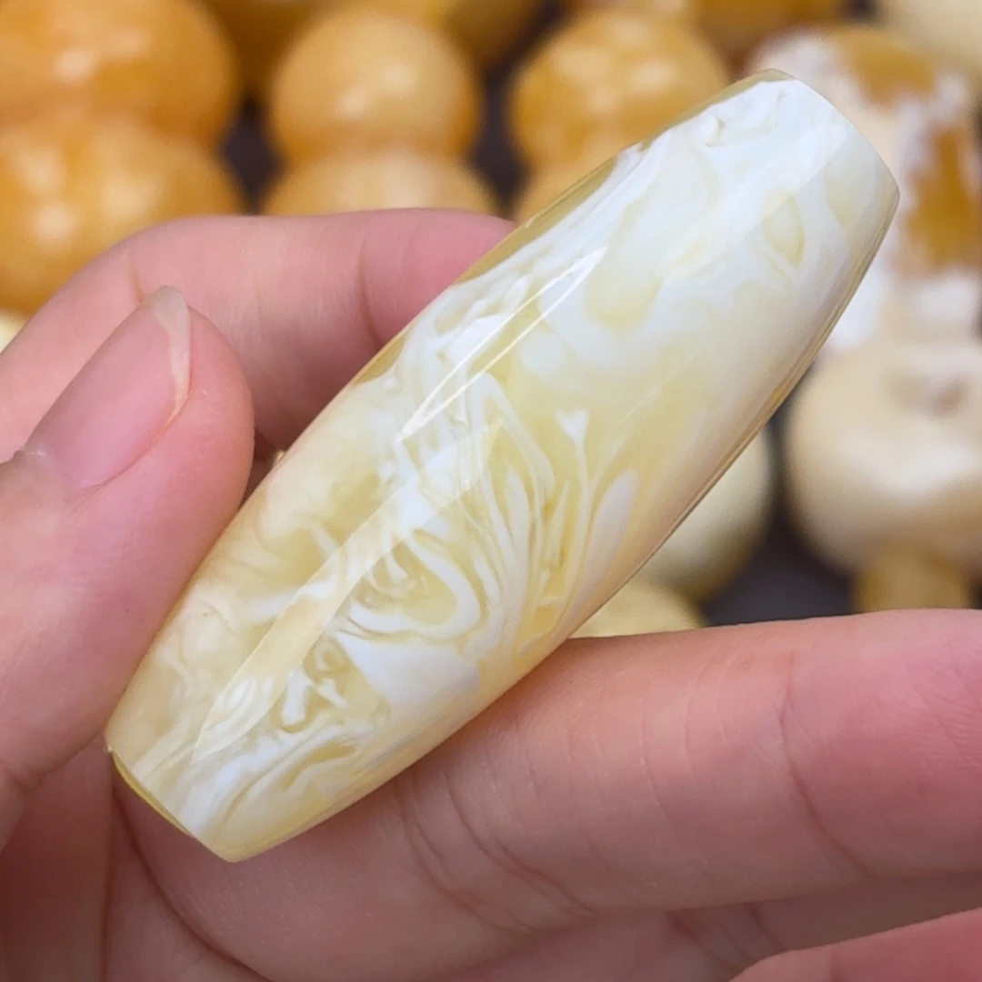 裸石蜜蜡未镶嵌拉丝纹桶珠