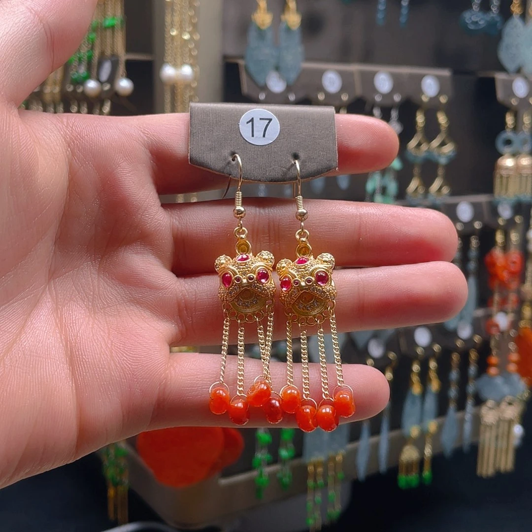 翡翠耳饰合金翡翠