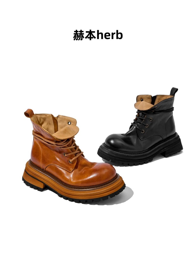 【早秋上新】复古手工重水洗马皮侧拉链男女同款百搭舒适透气马丁靴