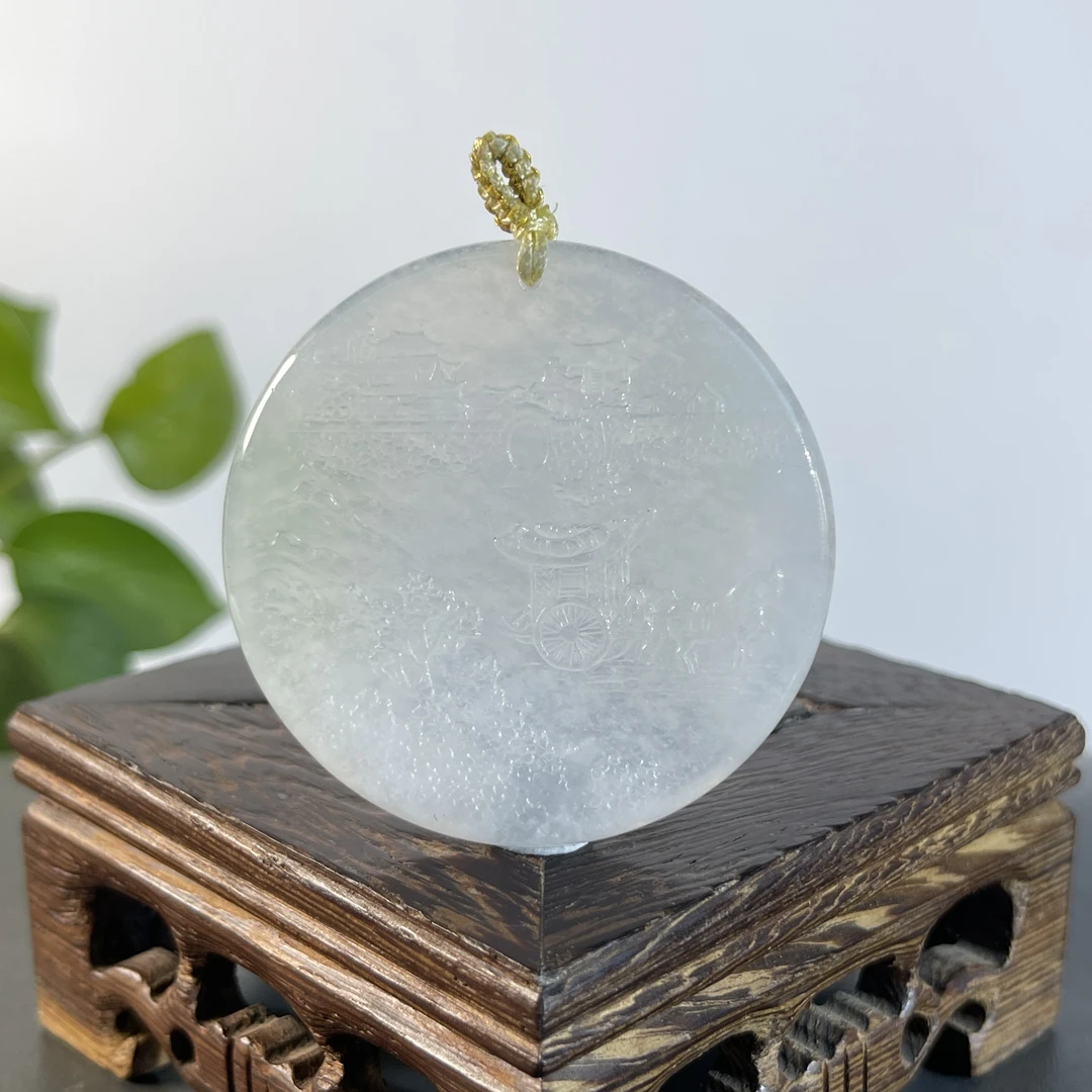 JYB30-154 天然缅甸A货翡翠 山水牌