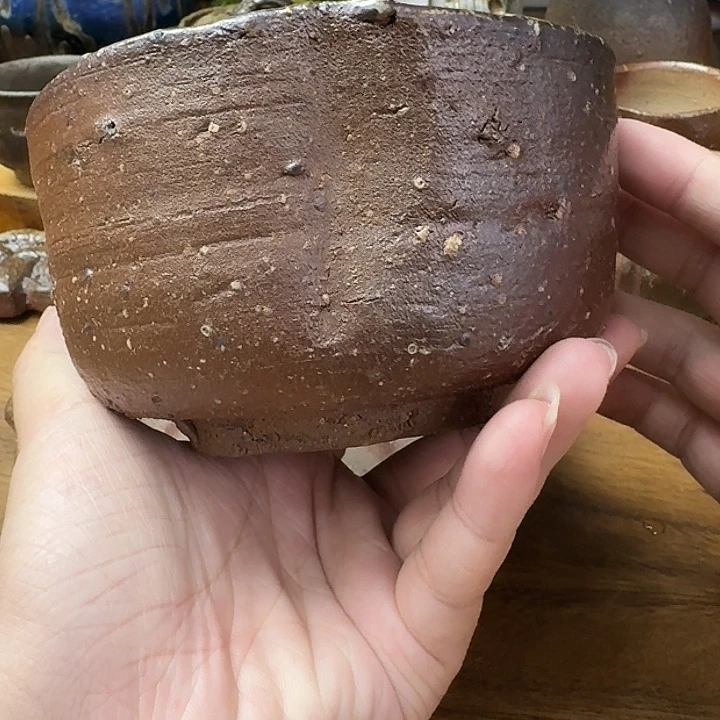 山***夫铃木黄弌备前烧山土茶碗福利一口价