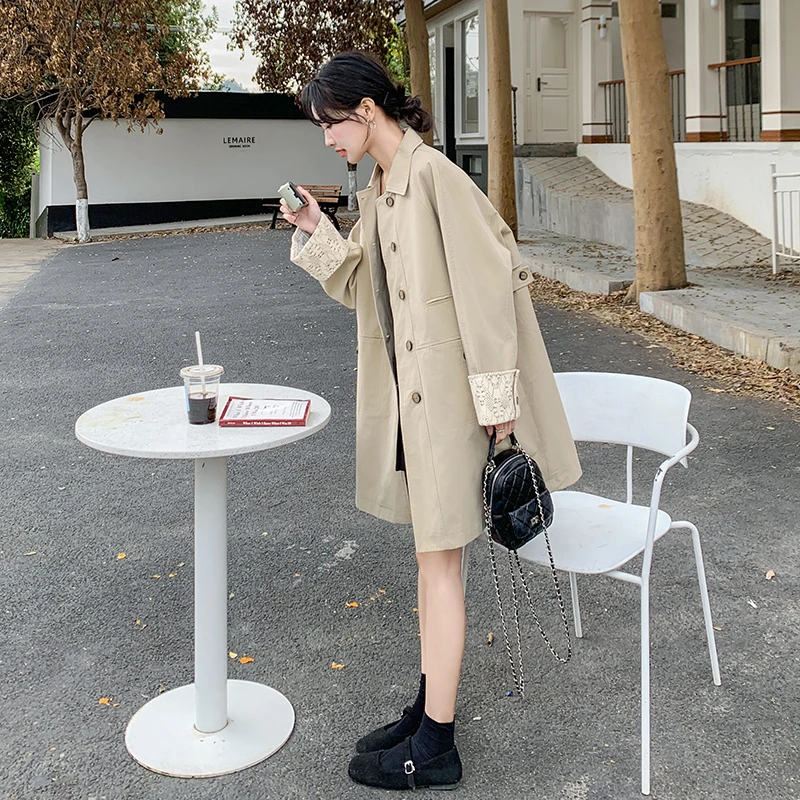 卡其色风衣外套女2025春季春游韩系宽松显瘦中长款小众高级感大衣
