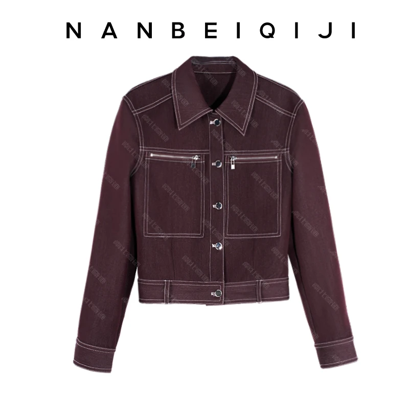 【加棉】女款牛仔外套短款重工牛仔水洗外套休闲风翻领【NB80001-1】