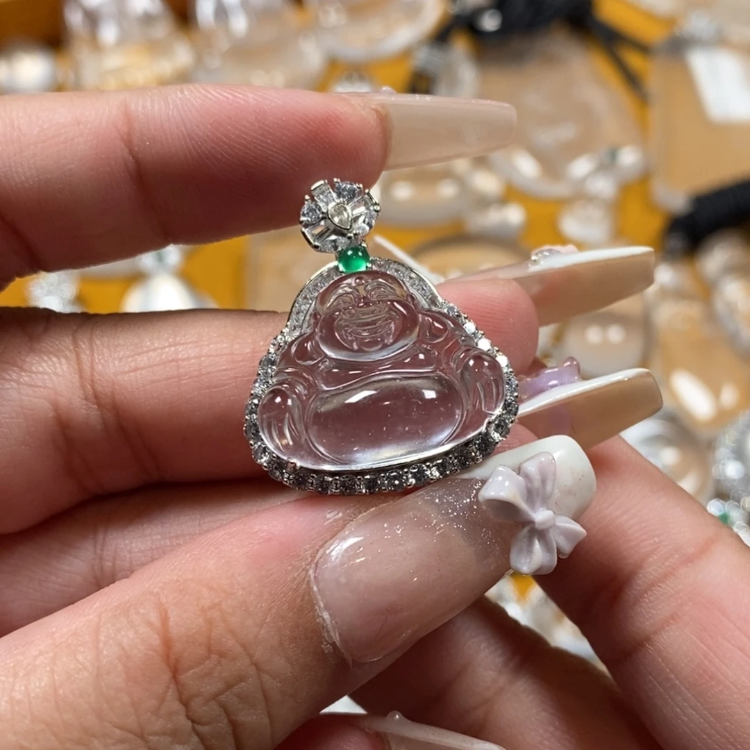 颈饰银S925镶嵌石英质玉佛公