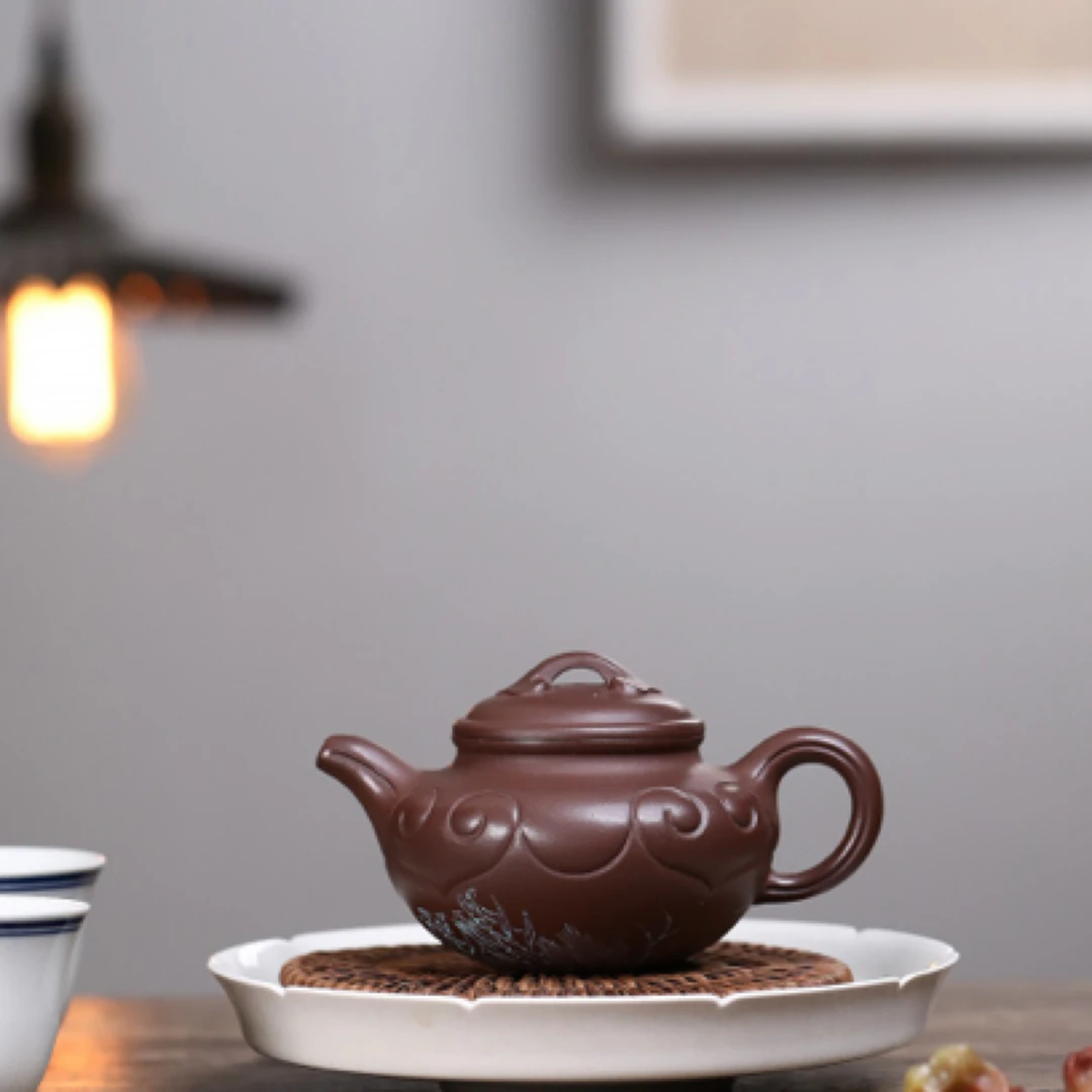 《仿古如意 鲍老师作品 原矿鲍氏甲级老紫泥，190cc，菱形9孔出水。