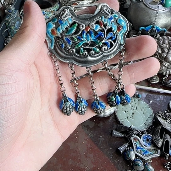 雪***松足银烧蓝锁包烧蓝锁包