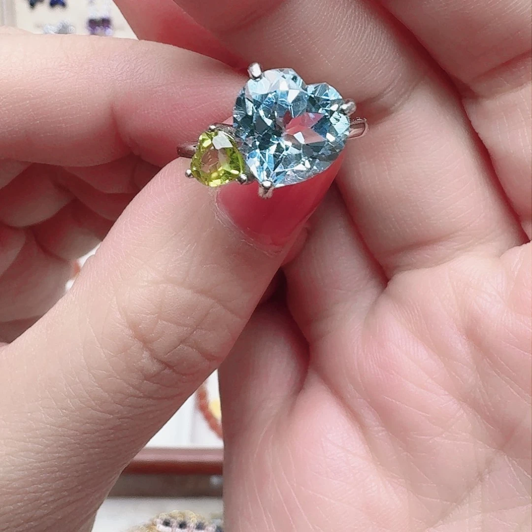 托帕石戒指银S925镶嵌戒指