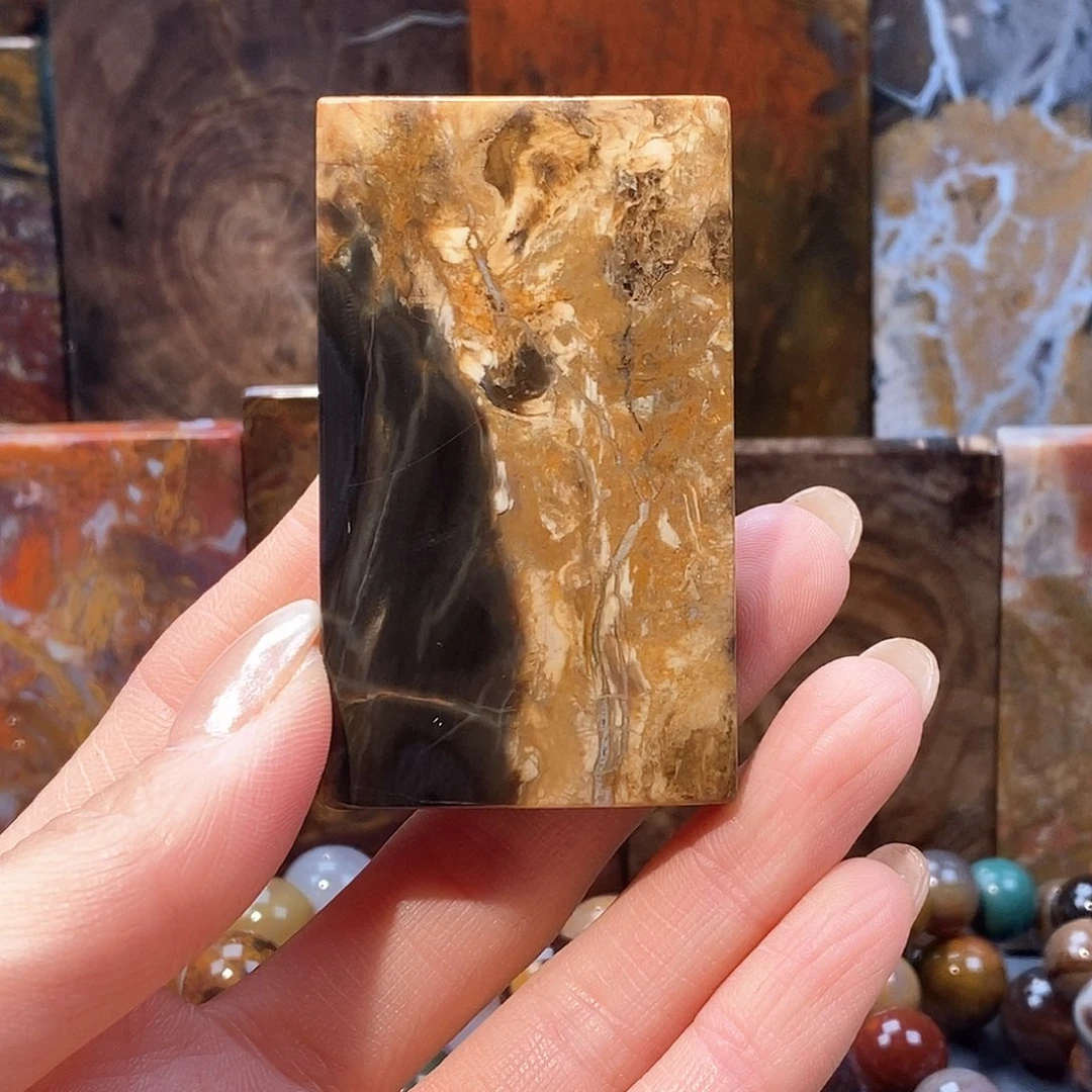 未镶嵌天然北票硅化玉方牌硅化玉