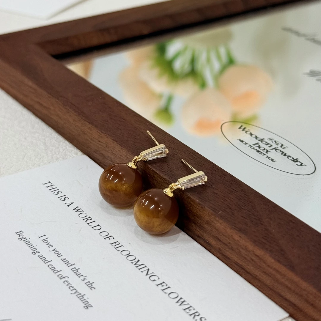 铜合金耳饰 ES-319秋冬复古优雅超显白美拉德色系精致耳环