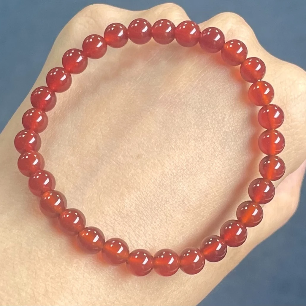 天然红玛瑙珠子手链女时尚素圈手串单圈精美玉手串（多样性发一件）