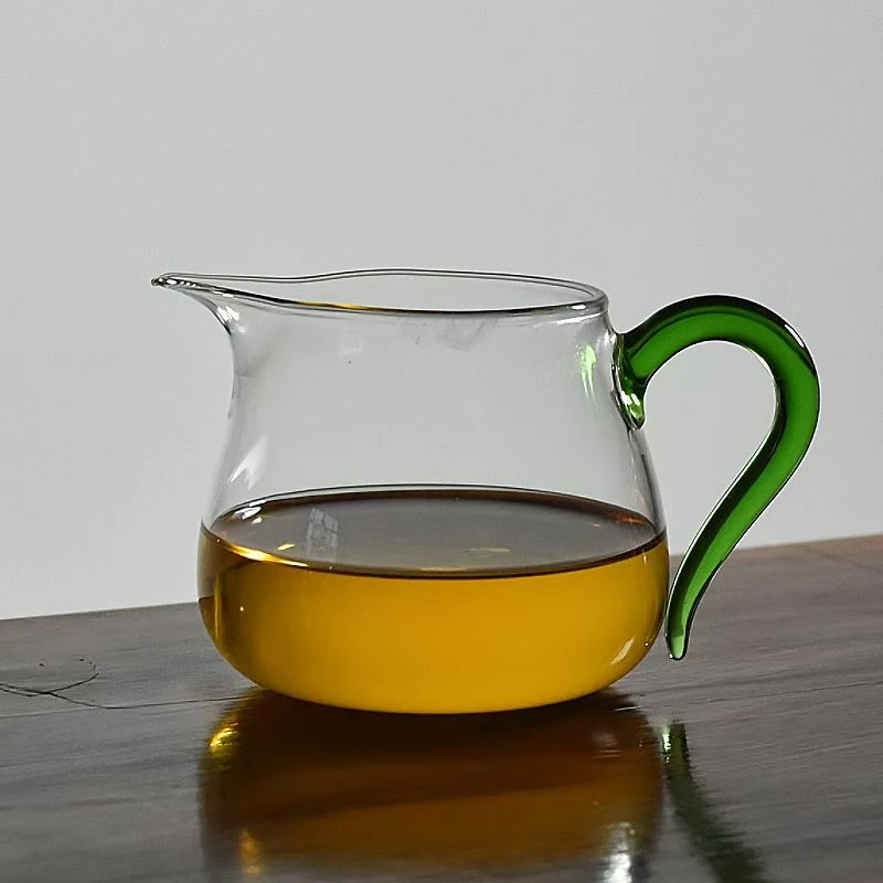 公道杯耐热家用茶海大容量分茶器彩色把手简约加厚高档茶具